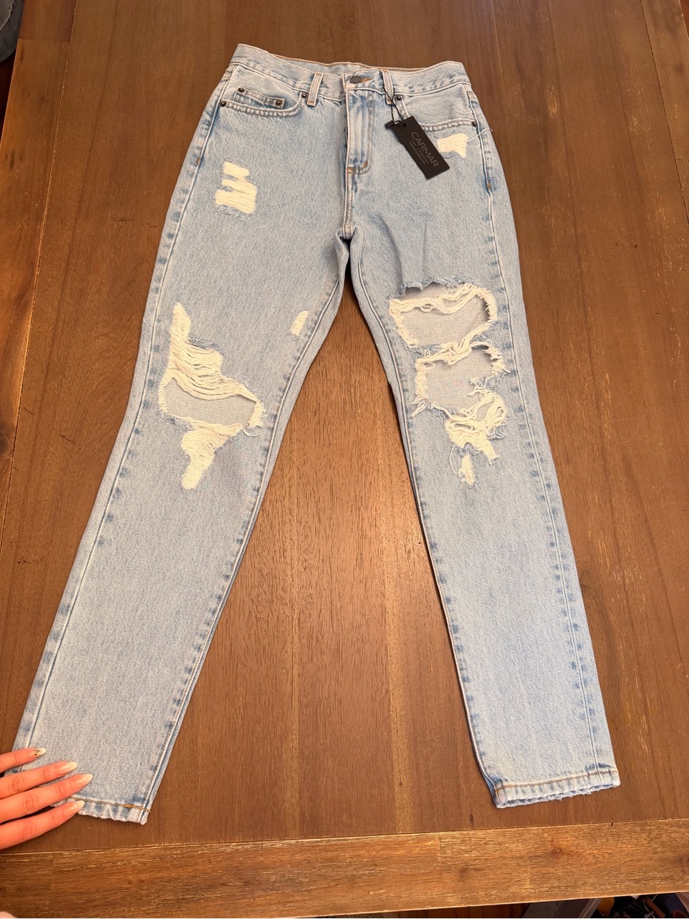 Carmar Light Blue Distressed Boyfriend Jeans